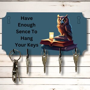 Blue Owl welkomstsleutel wandrekhouder organizer 10 x 5 inch gesublimeerd mdf-houten bord