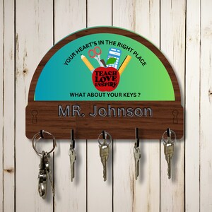 Leraar gepersonaliseerde/welkomstsleutel organisator wandrek, ovaal 9 3/4" x 7" gesublimeerd mdf-houten bord