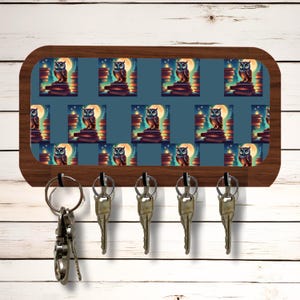 Welcome Owl Key Wall Rack Holder Organizer, &quot;10x5&quot; Sublimated MDF Wood Board