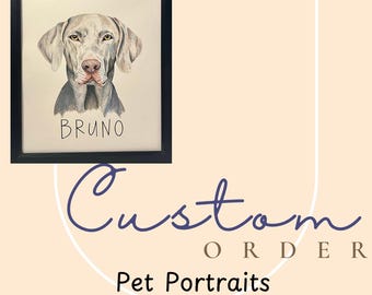 Retrato personalizado de mascota pintado a mano / Arte de mascota en gouache / Recuerdo personalizado para animales, pintura de perro o gato