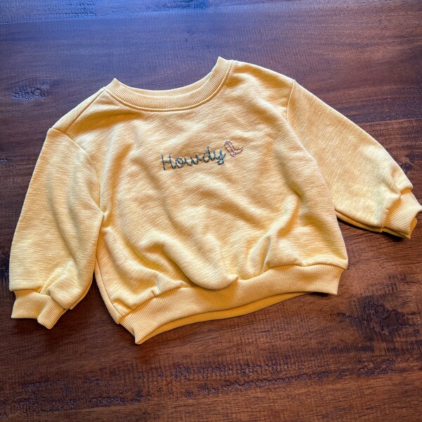 Hand Embroidered Howdy Baby Sweatshirt