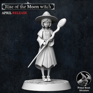 Witch Apprentice "Witch-in-training"  Miniature 32mm Scale - 8K Resin Based Miniature - Primal Beast Miniature