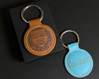 Custom Leather Keychain: Personalized College University Seal Gift