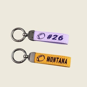 FOOTBALL KEYCHAIN Personalized Team Logo Christmas Gift Football Player Accessory Sports Leather Keychain American Football Gift For Team