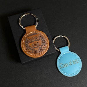 College Keychain Custom Keychain Personalized Keychain Leather Keychain Class of Minimalist Keychain Clipart Tag University Seal Logo gift