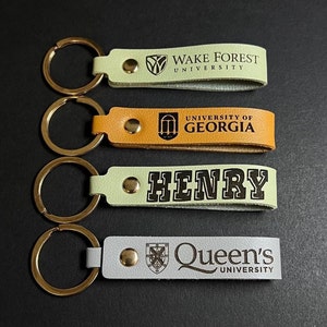 University Logo Keychain Personalized College Logo Graduation Gifts School Logo Custom Leather Keychain Handmade Graduation Gifts University
