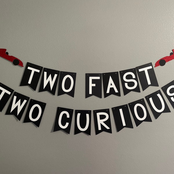 Two Fast Two Curious Birthday Banner, Two Fast Birthday, Car Birthday Banner, Two Fast Birthday, Racing Banner, 2 year old birthday banner