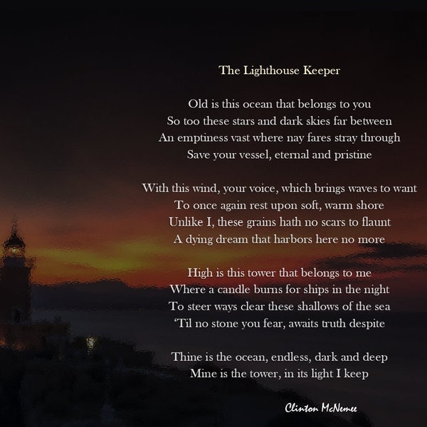 The Lighthouse Keeper | Original Poem | Sonnet | Digital Download | Written about lost love, longing and heartbreak.