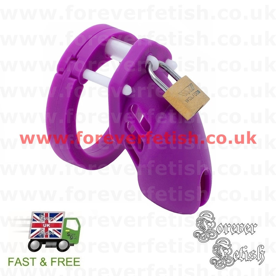 Purple Silicone Chastity Device Kit S Short Belt Cage pic