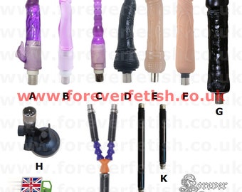 Sex Fucking Machine Pussy Anal Pounder Dildo Attachments BDSM Sex Slave Forced Orgasm Cuckold Wife Watcher Mature UK - Black