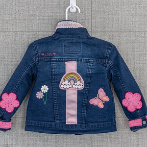 Rainbow Pink, Jean Jacket, Size 3T or CUSTOM ORDER