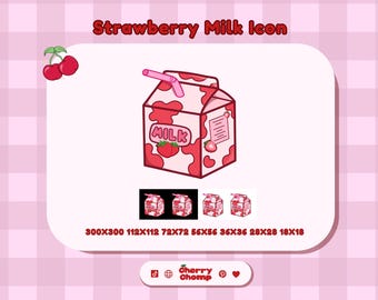 Aardbeienmelkpak Icon twitch streaming-items