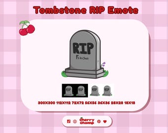 Grafsteen RIP-emote | F in chat Twitch-emote | Grappige gamer Death Emote | Twitch & Discord-emoji | PNG-streamitem RIPpen