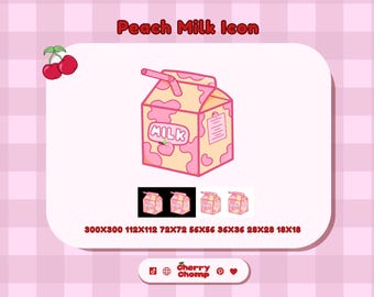 Perzikmelkpictogram | Kawaii drankje, png | Pastel Stream-brandingitem (digitale download)