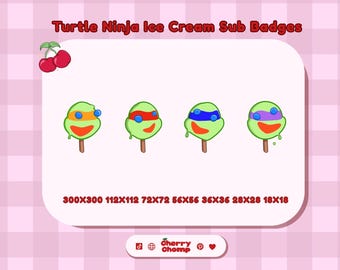 Turtle Heroes Character Ice Cream Sub Badges: Nostalgische Twitch-items (digitale download)