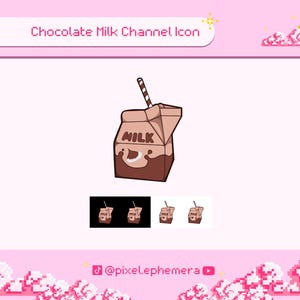 Ikona punktu kanału Chocolate Milk – słodka odznaka nakładki Twitch – nagroda za transmisję Kawaii PNG