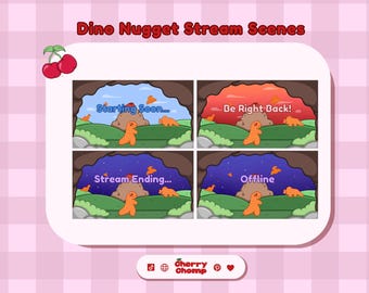Dino Nugget-streamscènes: geanimeerde twitch-overlay (digitale download)