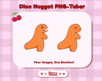 Dino Nugget PNG Tuber: Kawaii Reactive Images (4pc)