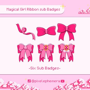 Magical Girl Ribbon sub badges - streaming bit badges - Twitch premade assets - Youtube streaming assets - Sailor Moon inspired icons