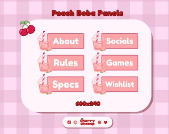 Peach Boba Twitch-panelen: Kawaii Summer Fruits (P2U) (digitale download)