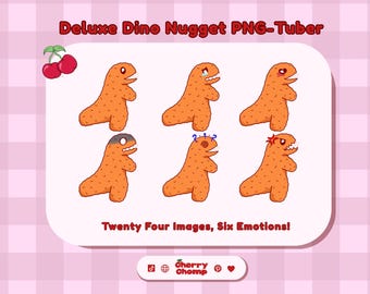 Dino Nugget PNG Tuber: kawaii-reactieve afbeeldingen (digitale download)