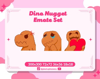 Dino nugget emote set - kawaii food emotes - cute streaming assets - Dino Nugs