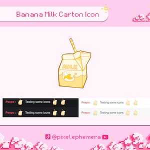 Banana milk carton channel point icon - Premade streaming assets - yellow milk cute