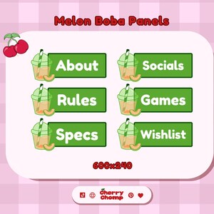 Melon Boba Twitch Panels : Kawaii Summer Cantaloup (téléchargement numérique)