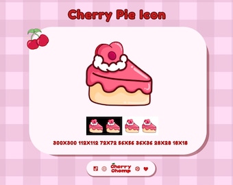 Kanaalpuntpictogram Kawaii Cherry Pie – streaming-emote (PNG)
