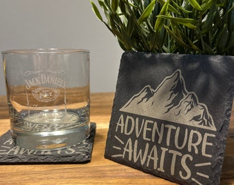 Adventure awaits slate coaster set