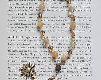 Small Apollo Prayer Beads - Yellow Agate, Golden Rutilated Quartz, and Tigers Eye