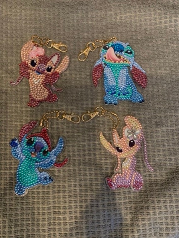 Finished Diamond Painting Stitch & Angel Keychains 