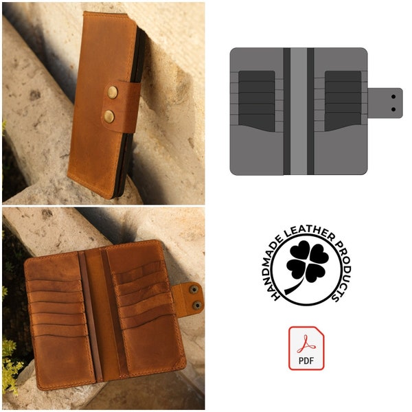 Long wallet pattern, Wallet template, leather pattern pdf, long wallet pdf
