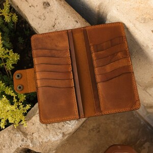 Long Leather Wallet , Card Holder Wallet, Women and Man Big, Handmade Wallet