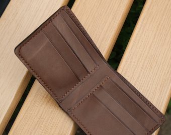 Men's Bifold Leather Wallet,Brown Genuine Leather Men's Wallet,Slim and Unique Design