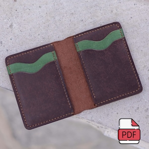 Patrón de billetera vertical de cuero Monta, patrón de tarjetero de cuero, plantilla de tarjetero, patrón de billetera de cuero en PDF, patrón de billetera plegable