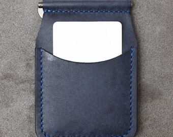 Cartera minimalista de cuero hecha a mano con clip para billetes: para uso diario, diseño práctico y delgado