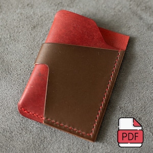 Minimalistische Leder Geldbörse Muster PDF | DIY Brieftaschen Vorlage für Sattlerei | Handgemachtes Leder Portemonnaie Schnittmuster | A4 + Letter Format