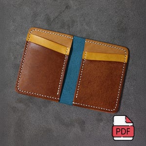 Patrón de billetera plegable minimalista en formato PDF, plantilla de billetera de cuero, plantilla de billetera delgada, artesanía de cuero para hacer usted mismo, formato A4 + Carta