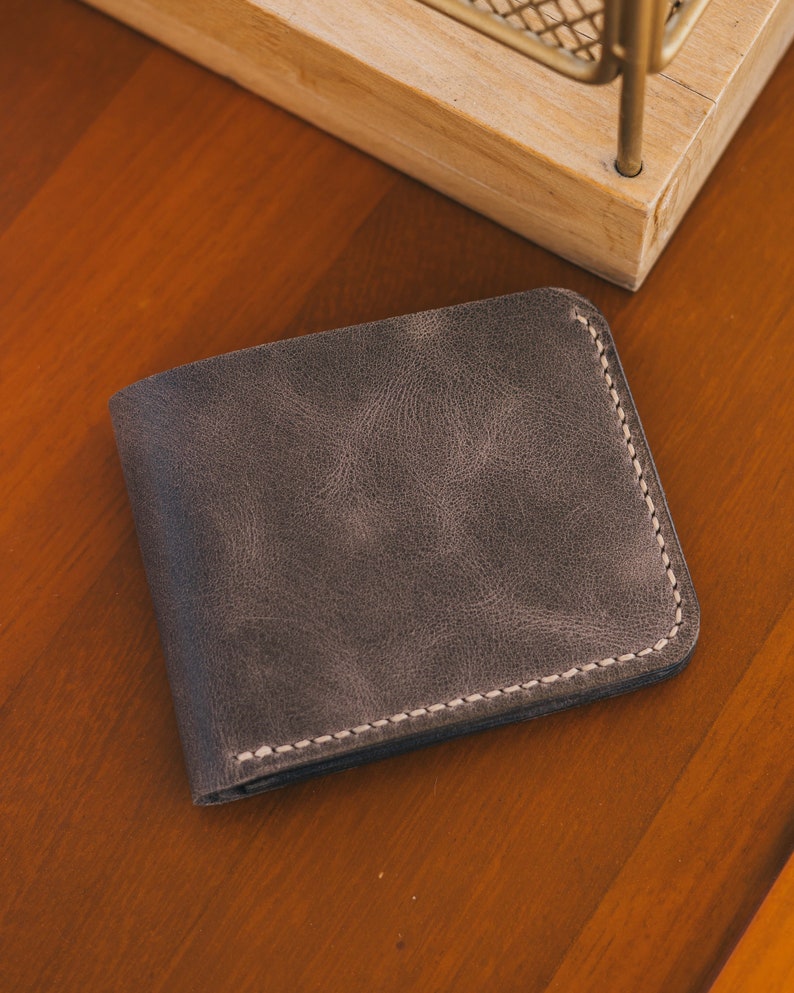 Cartera clásica personalizada para hombre / Cartera de cuero genuino hecha a mano / Cartera de cuero para hombre / Cartera de cuero plegable para hombre imagen 8