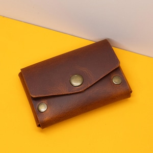 Tarjetero minimalista, billetera pequeña, tarjetero, billetera sencilla, billetera camel