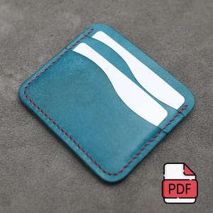 Porta-cartões minimalista de couro com bolso para dinheiro | Modelo de carteira fina dobrável em PDF para uso diário | Molde de carteira pequena de couro feita à mão