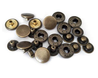 Fechos de pressão – Conjunto de botões de pressão de metal para couro, carteiras, jaquetas e costura DIY (fecho de latão)