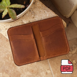Tarjetero de piel para hombre, cartera minimalista para hombre, tarjetero de visita, tarjetero de piel en formato PDF, plantilla de piel, formato A4 + carta