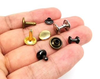 Brass Double-Headed Rivets for Leatherwork 7 mm, 9 mm Craft Supplies DIY