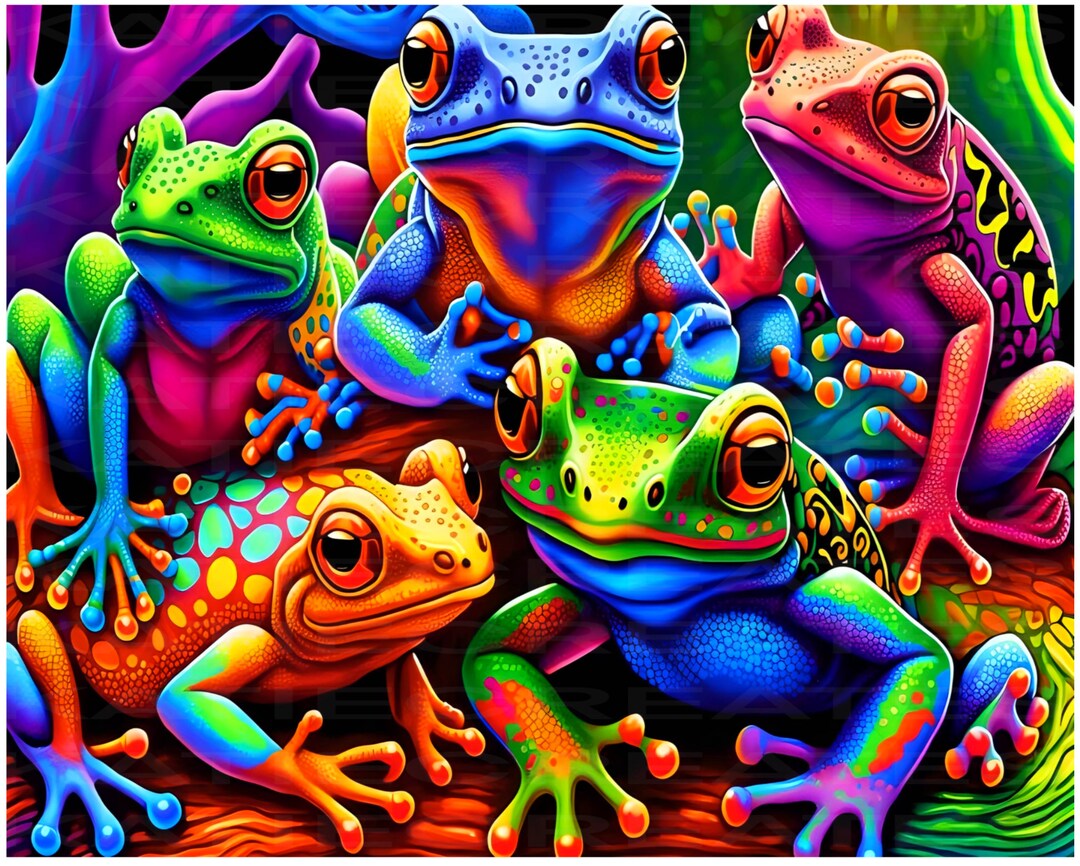 Frogs Colorful Vibrant Neon Png Sublimation Digital Design - Etsy
