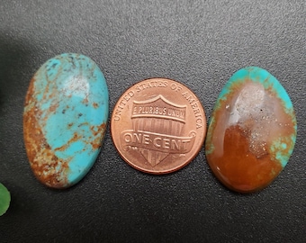 2 stuks Number 8 Turquoise cabochons | Turkoois voor het maken van sieraden | Turkoois edelsteen | Turquoise cabines | Nevada-turkoois | Voorraad #103