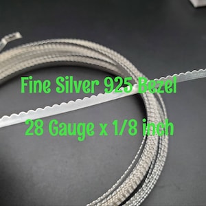 28ga x 1/8&quot; Sterling Silver Bezel | Choose Your Length in Feet | 28 Ga x 0.125&quot; (2.9mm) Sterling Silver Bezel Strip | Bezel For Cabochons