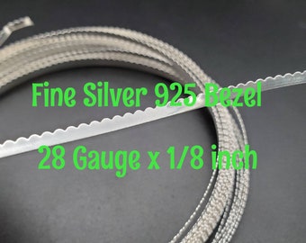 28ga x 1/8" Sterling Silver Bezel | Choose Your Length in Feet | 28 Ga x 0.125" (2.9mm) Sterling Silver Bezel Strip | Bezel For Cabochons