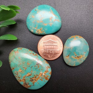 3 Pieces Number 8 Turquoise Cabochons | Turquoises For Making Jewelry | Turquoise Gemstone | Turquoise Cabs | Nevada Turquoise | Stock #092
